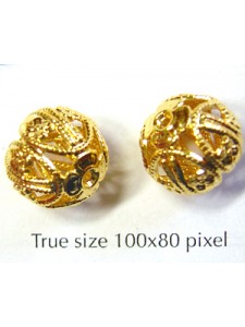 Filigree Bead 12mm Gold plated