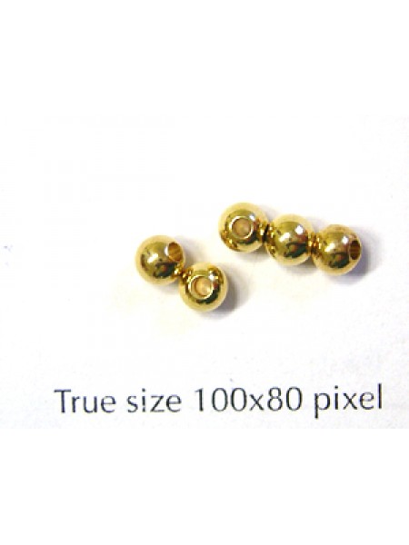 Brass Bead Solid 4mm Large Hole Gold Pl