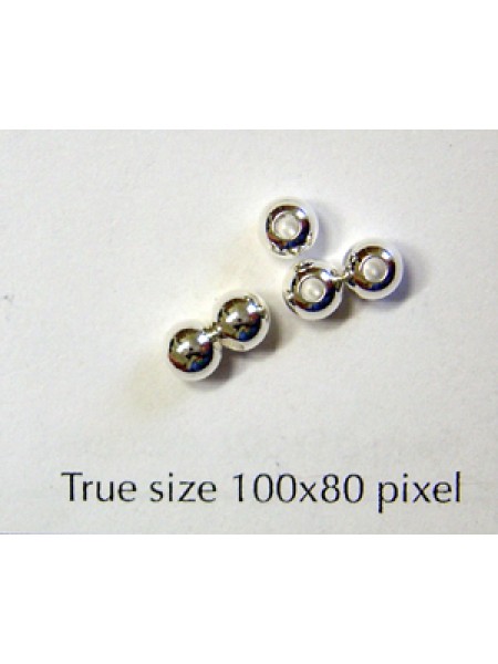 Brass Bead Solid 4mm Lg Hole Silver Pl.