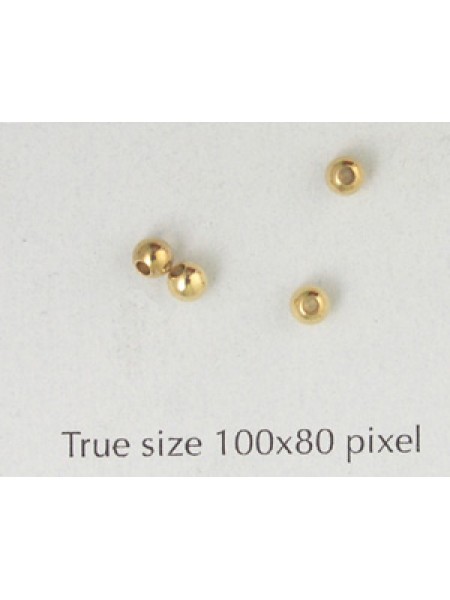 Brass Bead 3mm Large Hole Gold Plated