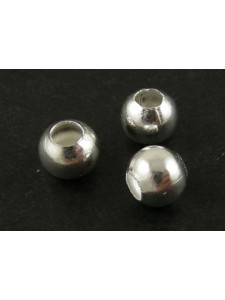 Brass Bead Round 6mm (H3mm) Silver Plate