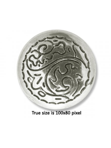 CCB Bead Flat Round 25x8mm Antique Silve