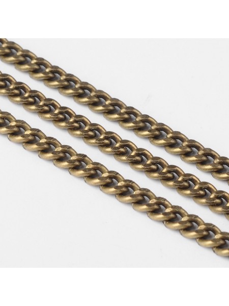 Bevel Curb Chain 4.5x3mm Antique Brass