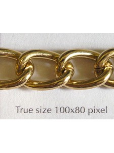 Curb Chain 18x13x3mm Steel Gold Pl. - M