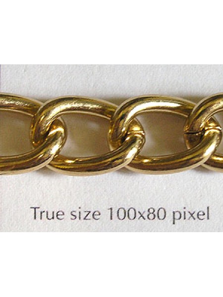 Curb Chain 18x13x3mm Steel Gold Pl. - M