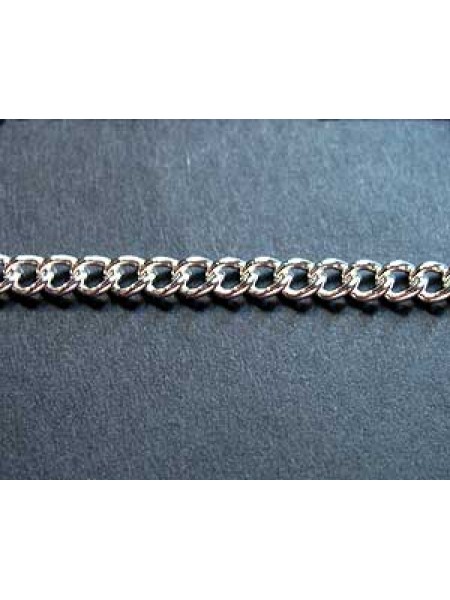 Curb Chain (Steel) 180 Silver pl - per M