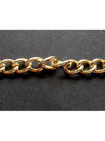 Curb Chain Steel 5x7x1mm Gold pl - mtr