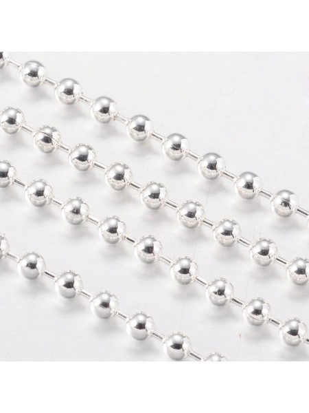 Ball Chain Brass 2.5mm Silver pl - MTR