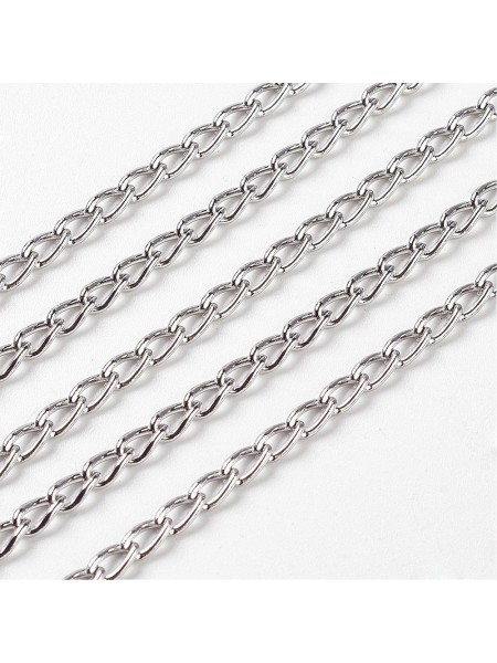 Curb Chain 3x5x0.8mm Platinum colour mtr