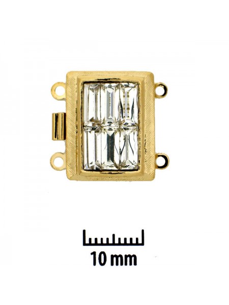 Clasp 18x14mm 2-str Clear stones Gold Pl