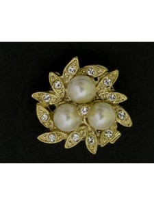 Clasp 3-St 3-Pearls w/small leaves GP