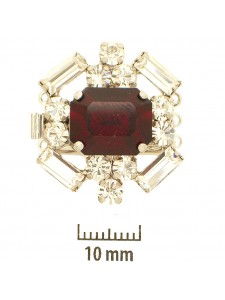 Clasp  Clear & Siam Octagonal Stone Rodi