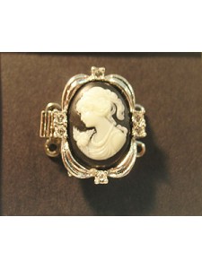 Clasp Cameo Black 18x14 3-str Rho Pl