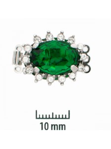 Clasp 3-Row Emerald Oval Stone Rho Plate