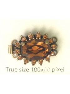 Clasp 21x16mm 3-str Topaz Old brass plat