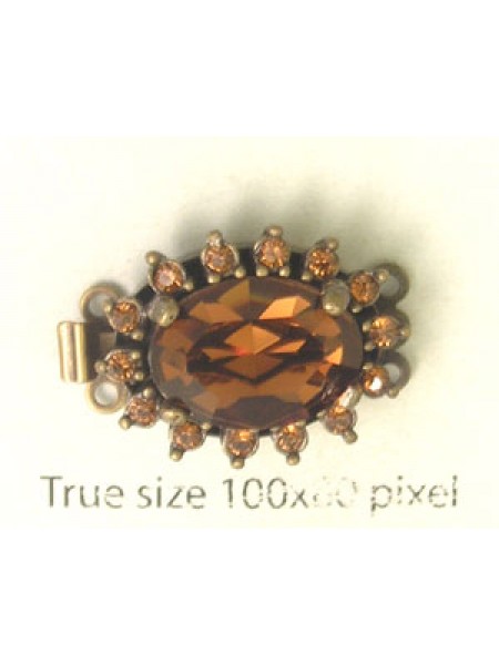 Clasp 21x16mm 3-str Topaz Old brass plat