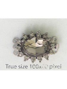 Clasp Oval Stone BD 21x16mm 3-str Aq TIN