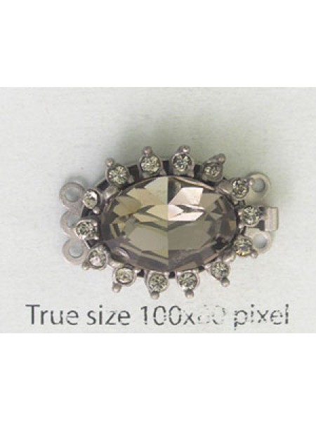 Clasp Oval Stone BD 21x16mm 3-str Aq TIN