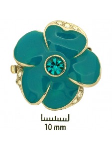 Clasp 22mm Flower enamel Blue Zi Rhod Pl