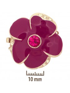 Clasp 30mm Flower enamel Fuchsia Rhod Pl