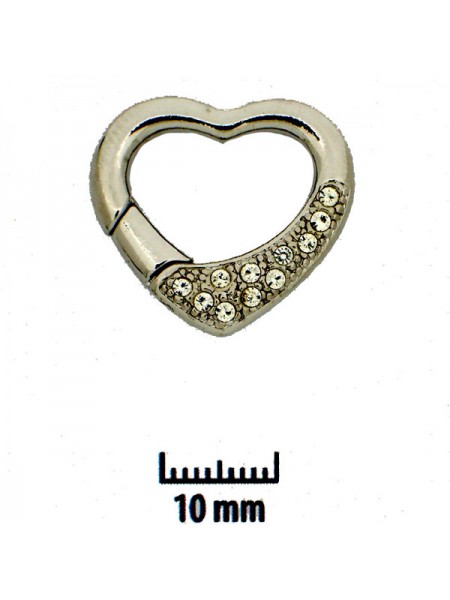 Heart Clasp 22.5x21mm w/stones Rhod Plat