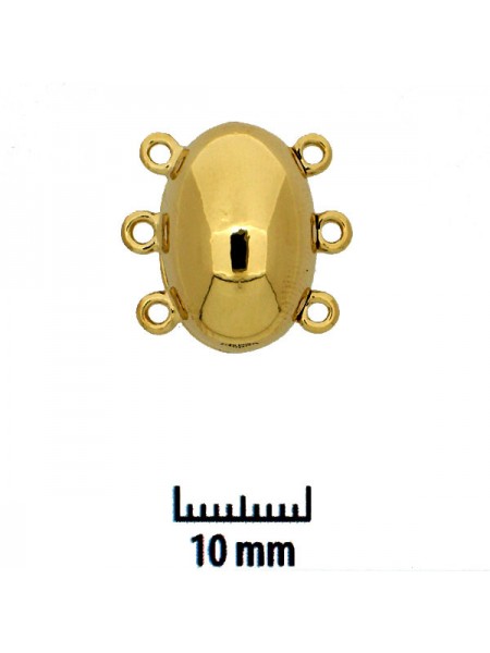 Clasp Magnetice Oval 3-row Gold Plated