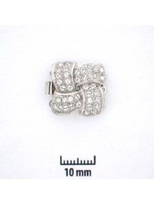 Clasp 3-Rown Square Knot Clear Stones RP