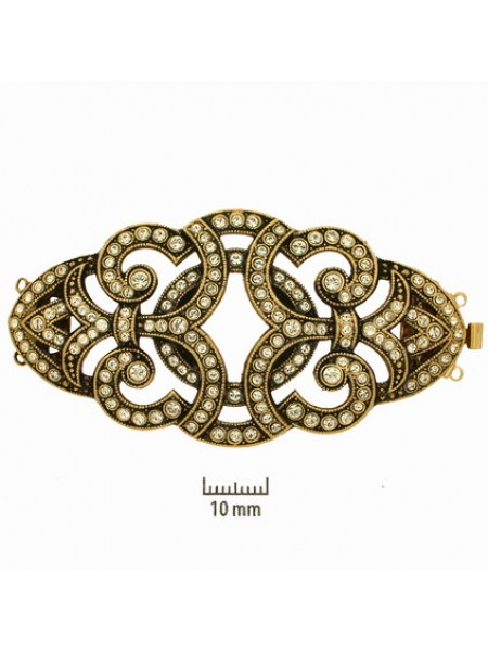 Clasp 70x37mm w/Clr stones Antique Gold