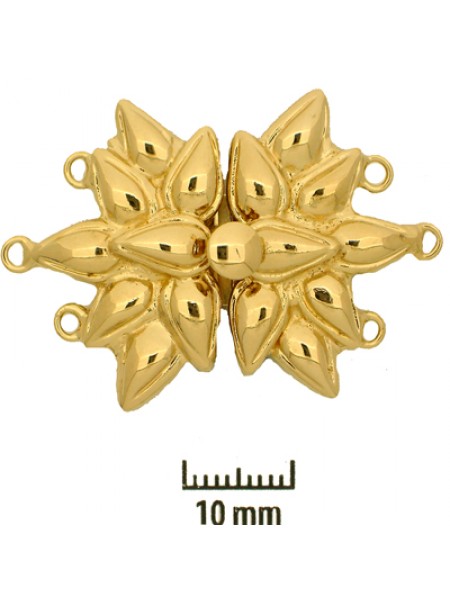 Floral Clasp 3-row 40x38mm No Stones GP