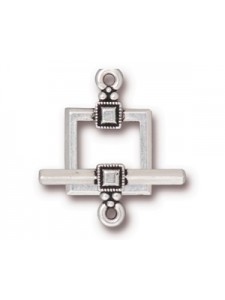 CLASP SET  DECO SQUARE  Antique Silver