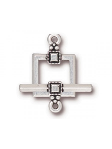 CLASP SET  DECO SQUARE  Antique Silver