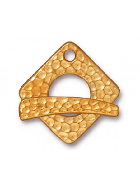 CLASP SET  HAMMERED SQUARE  Gold plated
