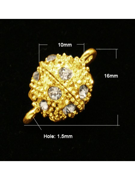 Clasp Magnetic w/rhinestones 16x10mm GP