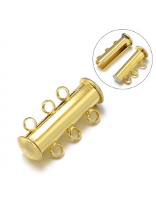 Magnetic Slide Clasp 3-str 21mm Golden