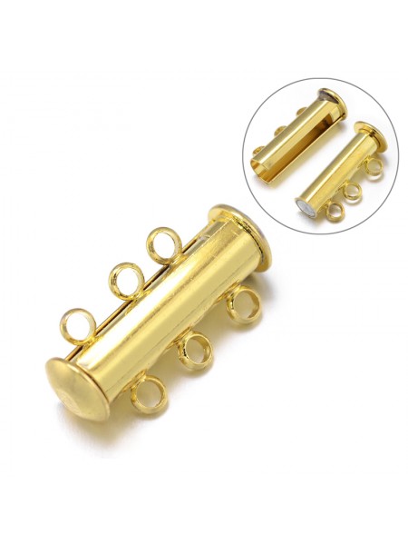 Magnetic Slide Clasp 3-str 21mm Golden