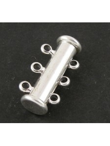 Magnetic Slide Clasp 3-str Silver Plated