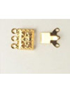 Clasp Square Floral 3-Strand Gold Plate