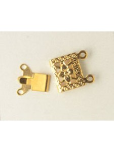 Clasp Square Floral 2- Strand Gold Pl.