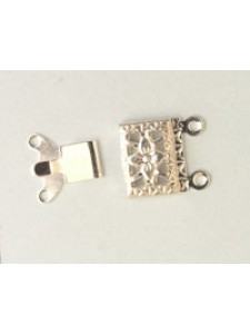 Clasp Square Floral 2-Strand Silver Pl.