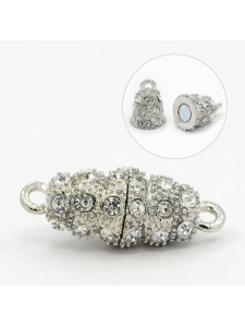 Magnetic Clasp Rhinestone 26x11mm Plat P