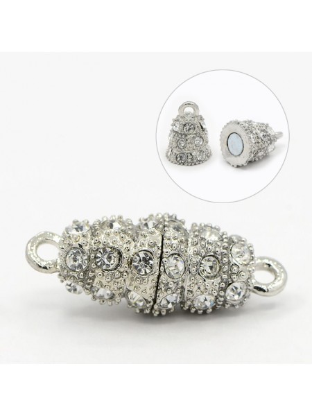 Magnetic Clasp Rhinestone 26x11mm Plat P