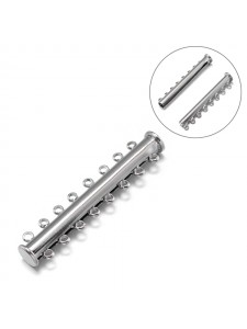 Slide clasp 8-strand 45x10x7mm Platinum