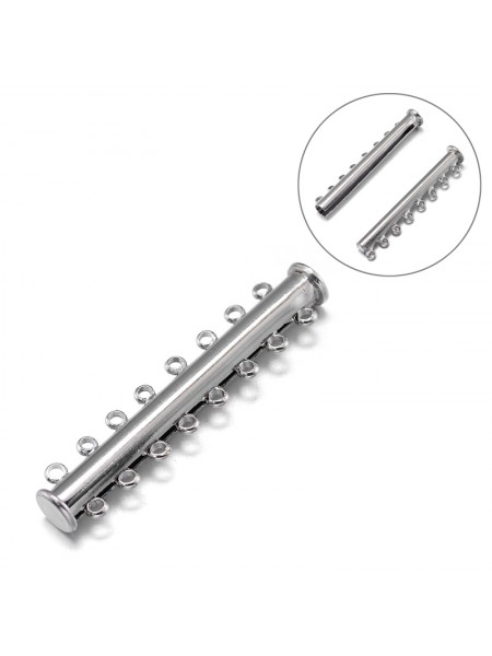 Slide clasp 8-strand 45x10x7mm Platinum