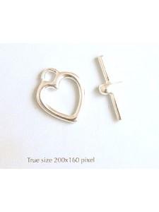 Toggle Clasp Heart Shape with Bar SP