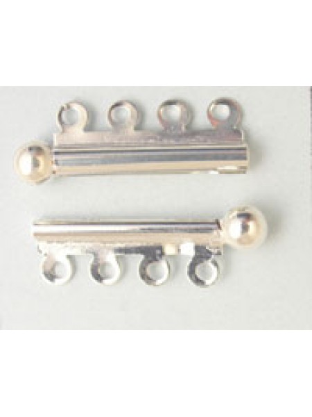 Bayonet Clasp 4 strand Silver Plated N/F