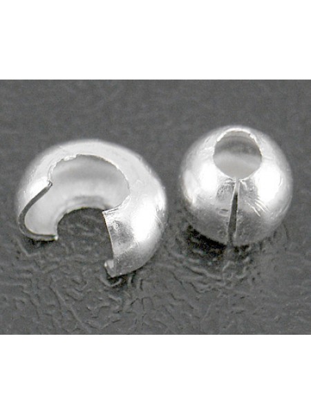 Crimp Cover 3.2mm 1mm hole Silver plated