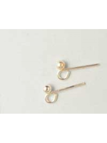 Ear Wire Stud/Ball Silver Plated - PAIR