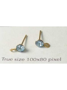 Stud Diamante G/P Aquamarine-PAIR