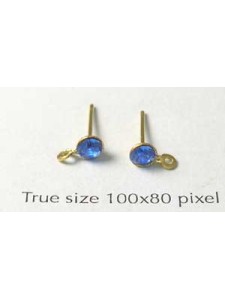 Stud Diamante G/P Sapphire-PAIR