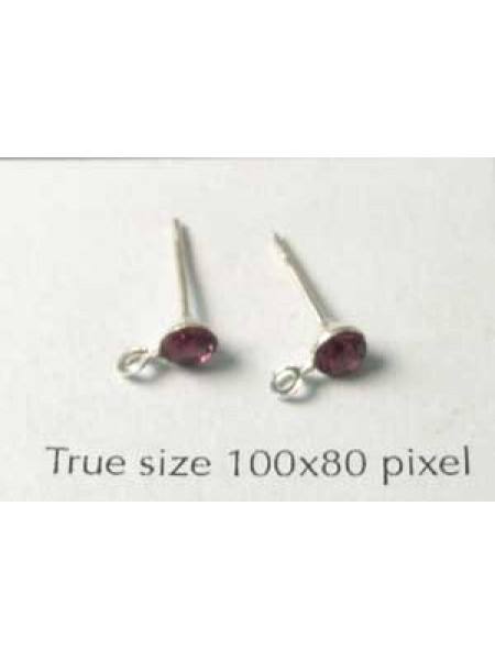 Stud Diamante S/P Amethyst - PAIR